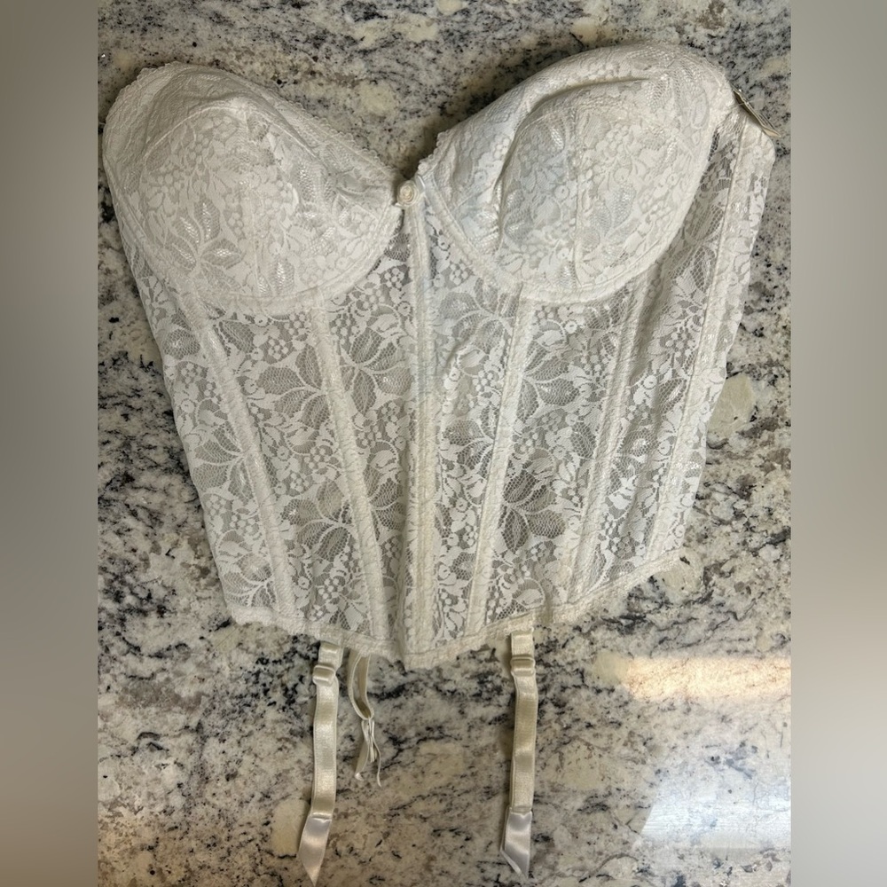 White lace Frederick’s of Hollywood bustier